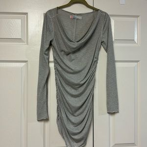 Free People beach grey and white striped light weight dress long sleeve soft M